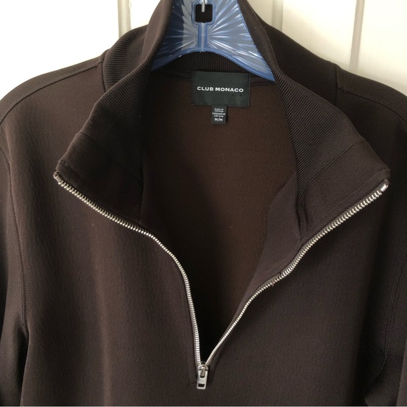 Club Monaco Brown 1/4 Zip Pullover Sweatshirt Size Medium - Picture 4 of 7